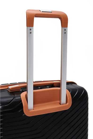 Elatae Exclusive Pro Polipropilen Kabin Boy Kırılmaz Valiz Siyah - Camel 5239 - Resim 4