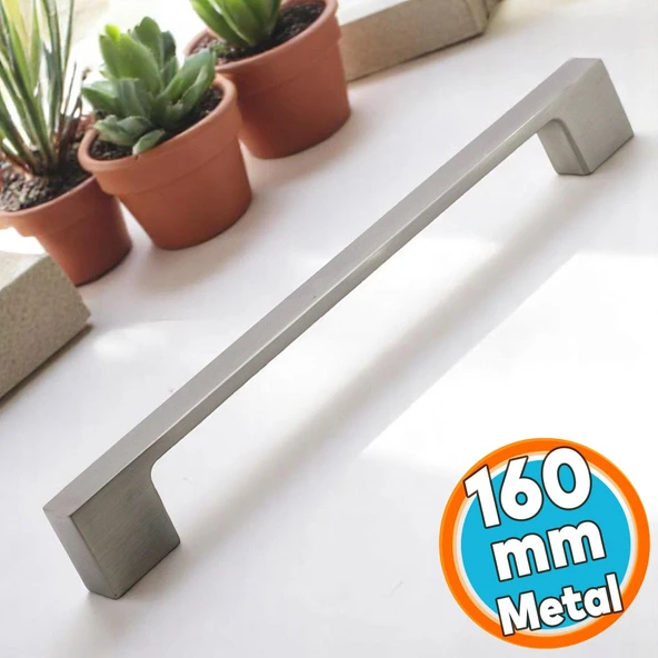 Mobilya Mutfak Çekmece Dolap Dolabı Kapak Kulbu Kulpu Kulpları (160 mm - 16 cm) İnox Metal ürün görseli