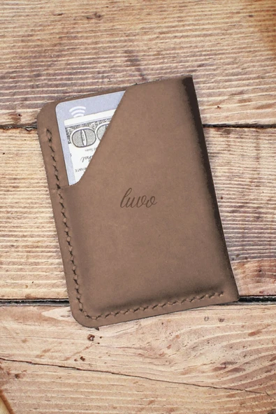 Gerçek Deri El Yapımı Hakiki Deri Kartlık İtalyan Dikiş Premium Kadife Hakiki Deri Kompakt Kartlık