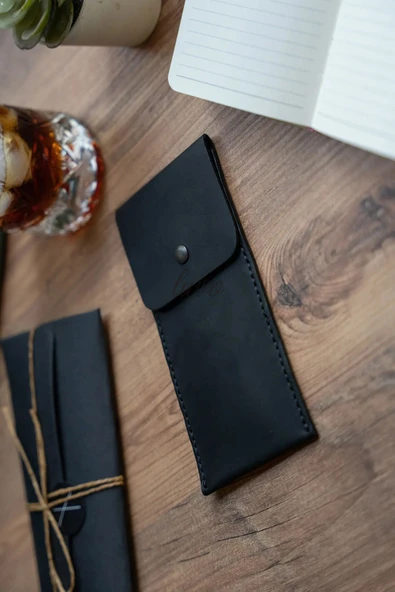 Gerçek Deri El Yapımı Kalemlik İtalyan Dikiş Premium Kadife Hakiki Deri - 2