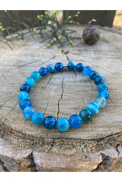 dns das notwendige shop Dasnotwendige Kaygı, Iç Sıkıntı Ve Depresyon Bilekliği Mavi Akik Doğal Taş Bileklik - 2