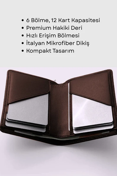 Gerçek Deri Cüzdan El Yapımı Hakiki Kadife Premium Deri İtalyan Dikiş 6 Kart Bölmeli Kompakt Cüzdan - 4