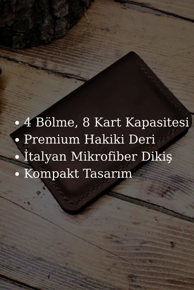El Yapımı Hakiki Deri Kartlık Italyan Dikiş Premium Kadife Hakiki Deri Çift Renk - 4