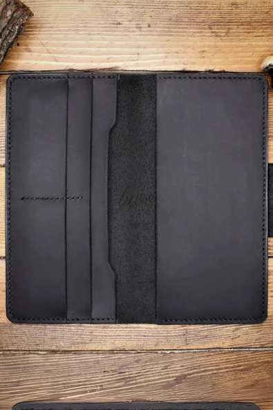 Gerçek Deri Cüzdan El Yapımı Hakiki Kadife Premium Deri Italyan Dikiş 4 Kart Bölmeli Telefon Bölmeli - 3