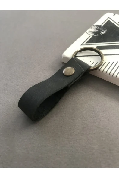 Hakiki Deri Anahtarlık Crazy Siyah - 2