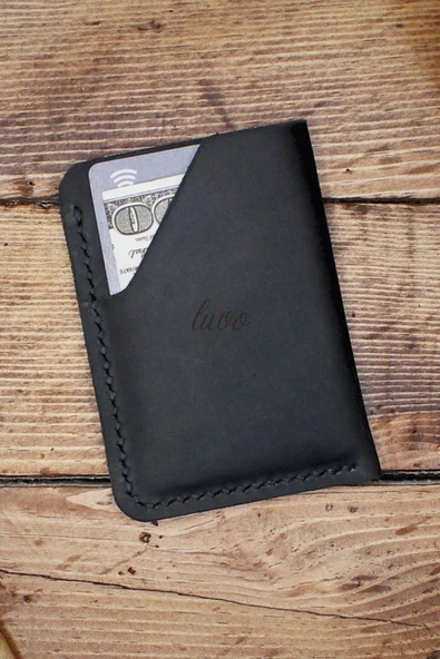 Gerçek Deri El Yapımı Hakiki Deri Kartlık İtalyan Dikiş Premium Kadife Hakiki Deri Kompakt Kartlık