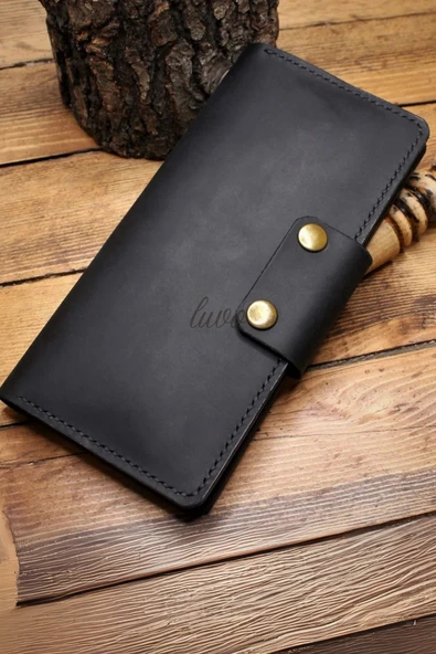 Gerçek Deri Cüzdan El Yapımı Hakiki Kadife Premium Deri Italyan Dikiş 4 Kart Bölmeli Telefon Bölmeli - 2