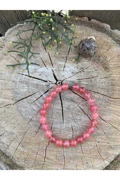 dns das notwendige shop Dns Sevgi, Aşk Ve Tutku Bilekliği Tam Tur Gül Kuvars Doğal Taş Bileklik - 3