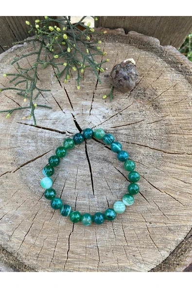 dns das notwendige shop Tam Tur Yeşil Akik Doğal Taş Bileklik - 3