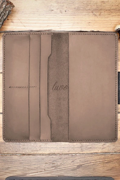 Gerçek Deri Cüzdan El Yapımı Hakiki Kadife Premium Deri Italyan Dikiş 4 Kart Bölmeli Telefon Bölmeli - 3