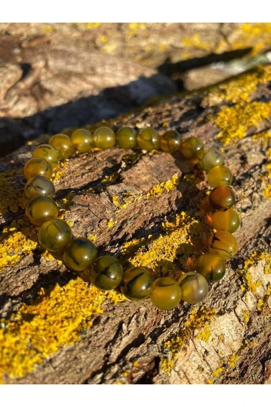 dns das notwendige shop Dasnotwendige Stres Ve Öfke Bilekliği Tam Tur Yeşil Damarlı Akik Doğal Taş Bileklik - 4