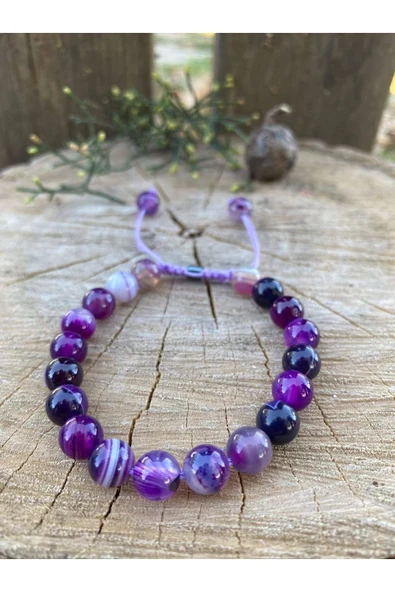 dns das notwendige shop Dasnotwendige Kaygı, Iç Sıkıntı Ve Bilekliği Mor Akik Tam Tur Doğal Taş Bileklik