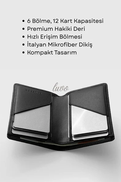 Gerçek Deri Cüzdan El Yapımı Hakiki Kadife Premium Deri İtalyan Dikiş 6 Kart Bölmeli Kompakt Cüzdan - 3