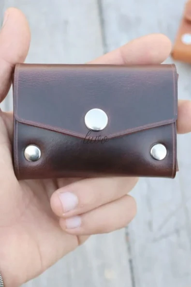 Gerçek Deri El Yapımı Hakiki Deri Kartlık Minimalist Premium Kadife Hakiki Deri Kompakt Kartlık