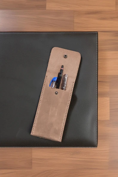 Gerçek Deri El Yapımı Kalemlik İtalyan Dikiş Premium Kadife Hakiki Deri