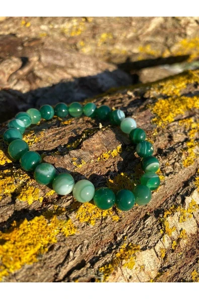 dns das notwendige shop Tam Tur Yeşil Akik Doğal Taş Bileklik - 4