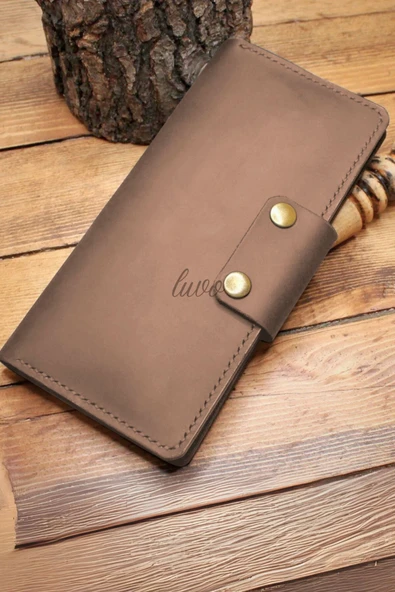 Gerçek Deri Cüzdan El Yapımı Hakiki Kadife Premium Deri Italyan Dikiş 4 Kart Bölmeli Telefon Bölmeli - 2