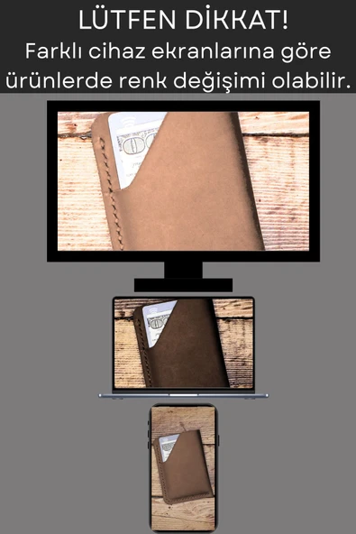 Gerçek Deri Cüzdan El Yapımı Hakiki Kadife Premium Deri Italyan Dikiş 4 Kart Bölmeli Telefon Bölmeli - 6