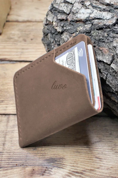 Gerçek Deri El Yapımı Hakiki Deri Kartlık İtalyan Dikiş Premium Kadife Hakiki Deri Kompakt Kartlık - 2