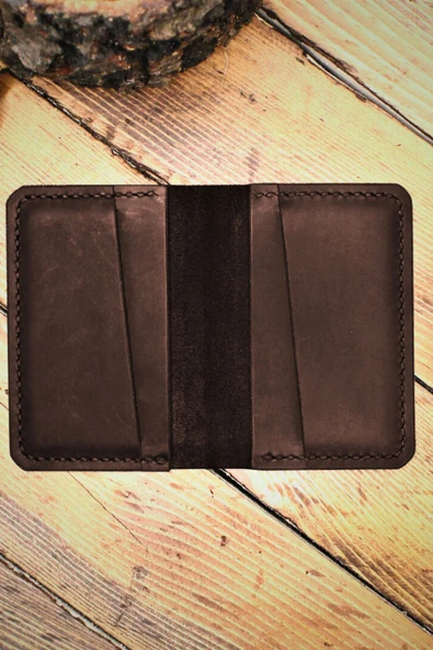 El Yapımı Hakiki Deri Kartlık İtalyan Dikiş Premium Kadife Hakiki Deri - 2