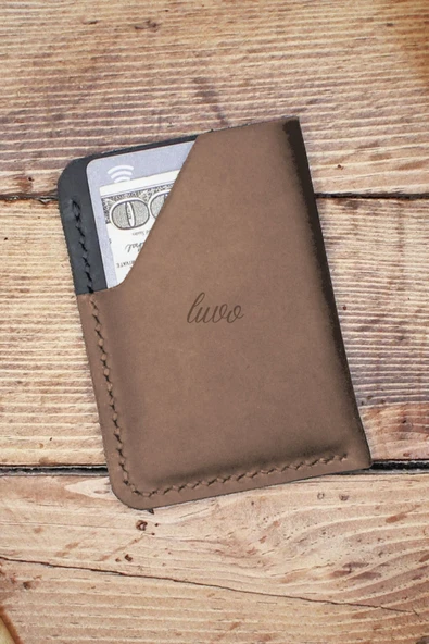 Gerçek Deri El Yapımı Hakiki Deri Kartlık İtalyan Dikiş Premium Kadife Hakiki Deri Kompakt Kartlık