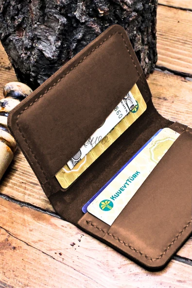 El Yapımı Hakiki Deri Kartlık İtalyan Dikiş Premium Kadife Hakiki Deri
