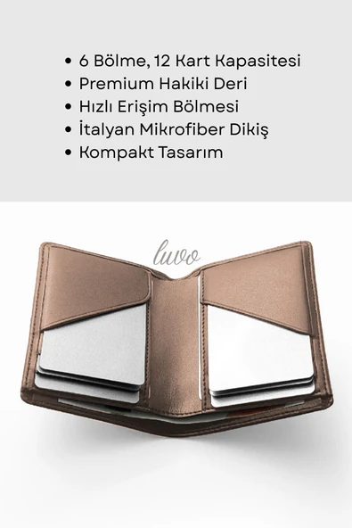 Gerçek Deri Cüzdan El Yapımı Hakiki Kadife Premium Deri İtalyan Dikiş 6 Kart Bölmeli Kompakt Cüzdan - 3
