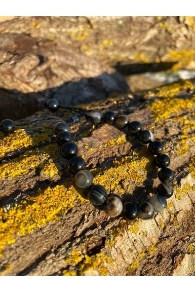 dns das notwendige shop Dasnotwendige Siyah Akik Tam Tur Doğal Taş Bileklik - 3