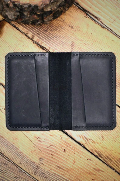 El Yapımı Hakiki Deri Kartlık İtalyan Dikiş Premium Kadife Hakiki Deri - 2