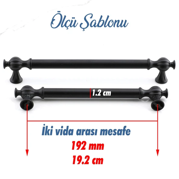 Mobilya Metal Kulp Mutfak Çekmece Dolap Dolabı Kapak Kulpları Kulbu Kulpu 192 mm Siyah 192 cm - Resim 3