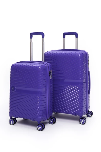 Elatae Exclusive Pro Polipropilen Kırılmaz 2'li Valiz Seti Orta Boy - Kabin Boy Mor 5239 ürün görseli