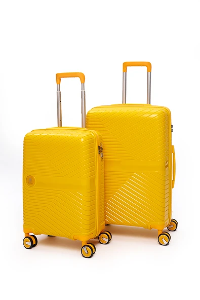 Elatae Exclusive Pro Polipropilen Kırılmaz 2'li Valiz Seti Orta Boy - Kabin Boy Sarı 5239 ürün görseli