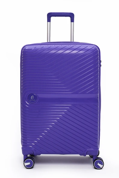 Elatae Exclusive Pro Polipropilen Kırılmaz 2'li Valiz Seti Orta Boy - Kabin Boy Mor 5239 - Resim 2