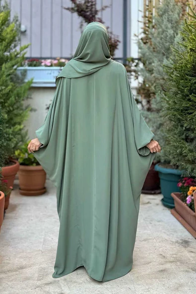 Yarasakol Belden Kuşaklı Peçeli, Şallı Elbise 6038 Mint - 2