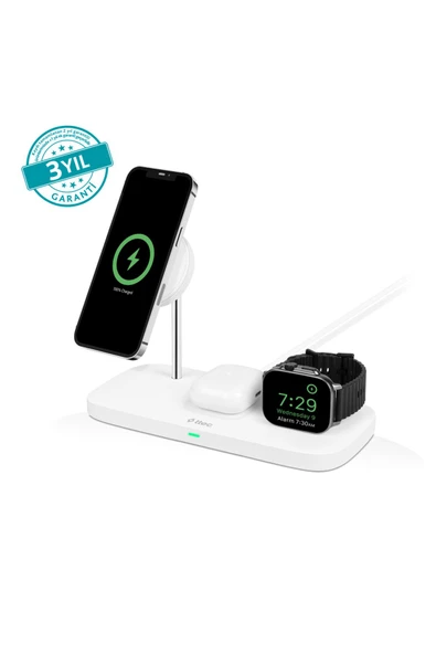 AirCharger MagSafe Uyumlu 3ü 1 Arada iPhone + Apple Watch + AirPods Kablosuz Şarj Standı