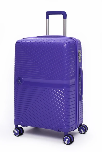 Elatae Exclusive Pro Polipropilen Kırılmaz 2'li Valiz Seti Orta Boy - Kabin Boy Mor 5239 - Resim 3