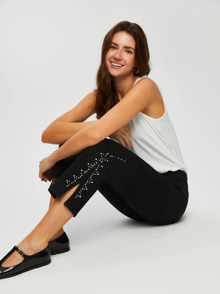 Yanları Trok Detaylı Yırtmaçlı Flare Paça Pantolon Faik Sönmez - Resim 10