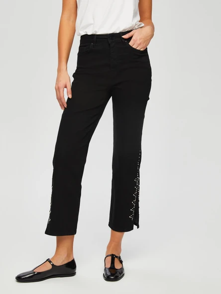 Yanları Trok Detaylı Yırtmaçlı Flare Paça Pantolon Faik Sönmez - Resim 11