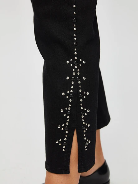 Yanları Trok Detaylı Yırtmaçlı Flare Paça Pantolon Faik Sönmez - Resim 5