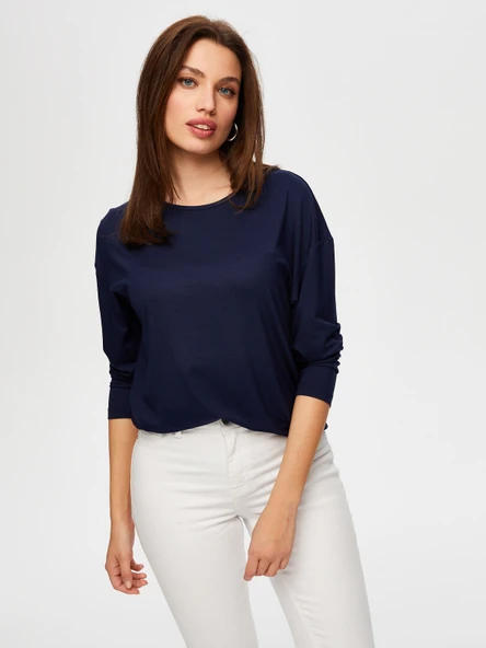 Kadın Yuvarlak Yaka Uzun Kol T-Shirt Faik Sönmez - 12