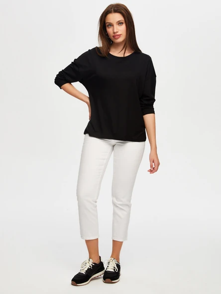 Kadın Yuvarlak Yaka Uzun Kol T-Shirt Faik Sönmez - 7