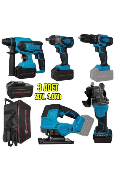 CATPOWER KÖMÜRSÜZ AKÜLÜ SET: DARBELİ VİDALAMA / KIRICI-DELİCİ / AVUÇ TAŞLAMA / SOMUN SIKMA / DEKUPAJ ürün görseli 1