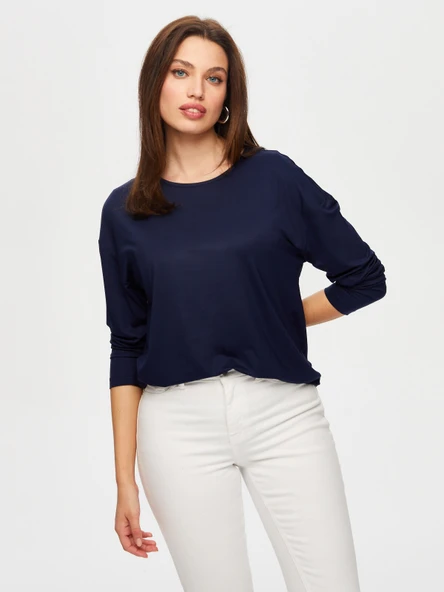 Kadın Yuvarlak Yaka Uzun Kol T-Shirt Faik Sönmez - 5