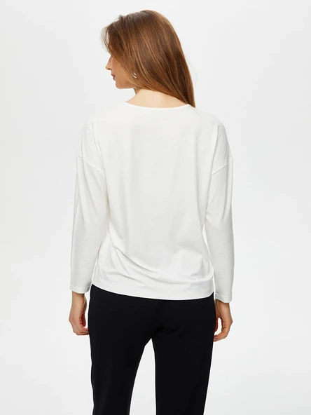 Kadın Yuvarlak Yaka Uzun Kol T-Shirt Faik Sönmez - 10