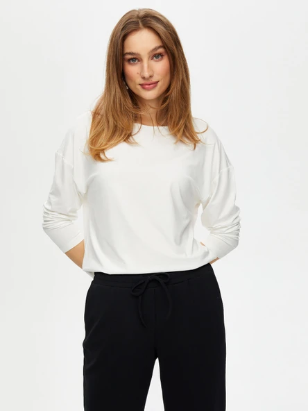 Kadın Yuvarlak Yaka Uzun Kol T-Shirt Faik Sönmez