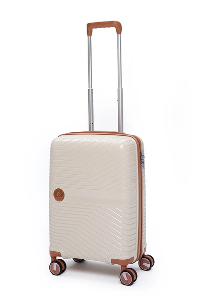 Elatae Exclusive Pro Polipropilen Kırılmaz 2'li Valiz Seti Büyük Boy - Kabin Boy Bej - Camel 5239 - Resim 5