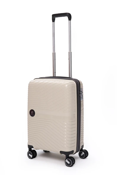 Elatae Exclusive Pro Polipropilen Kırılmaz 2'li Valiz Seti Büyük Boy - Kabin Boy Bej - Antrasit 5239 - Resim 5