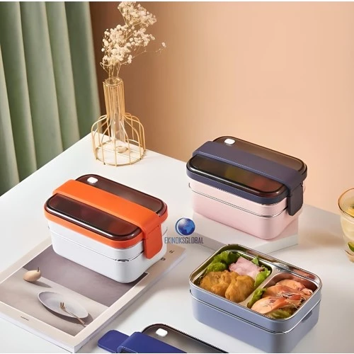 Vagonlife Çelik Pudra Koyu Gri Beslenme Kabı Sefer Tası 1200 ml BL20183 - 2