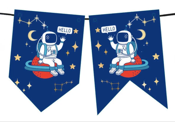 Flama Astronot Uzayda Kirlangiç Bayrak 200x19 Cm