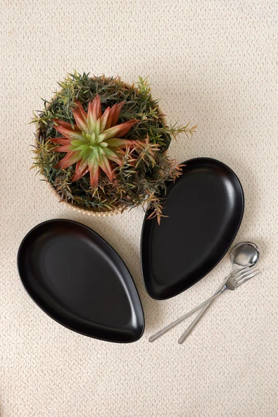 Keramika Mat Siyah Serenity Kayık Tabak 24 Cm 2 Adet 956 - 2